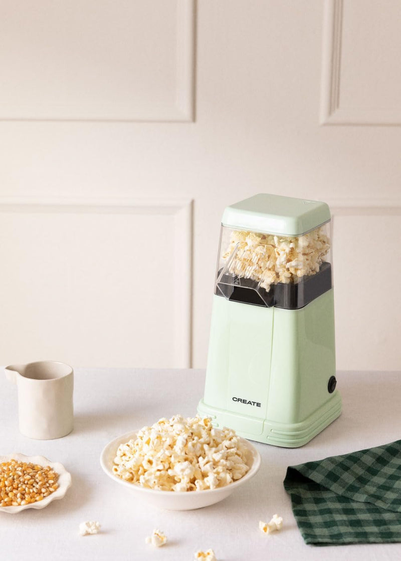 CREATE Popcorn-Maker / Elektrischer Popcorn-Maschine, Mattgrün, ohne Öle oder Fette, leicht zu reini