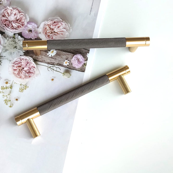 Pexintek 10 Stück Schrankgriffe Gold Moderne Griffe Möbel Möbelgriffe 128mm Lochabstand Türgriffe kü