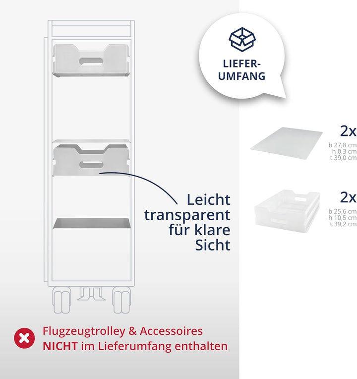 VanDeBord Ausstattungspaket Basic, Zubehör für Airline Trolleys, Flugzeugtrolley Einschübe & Fachböd