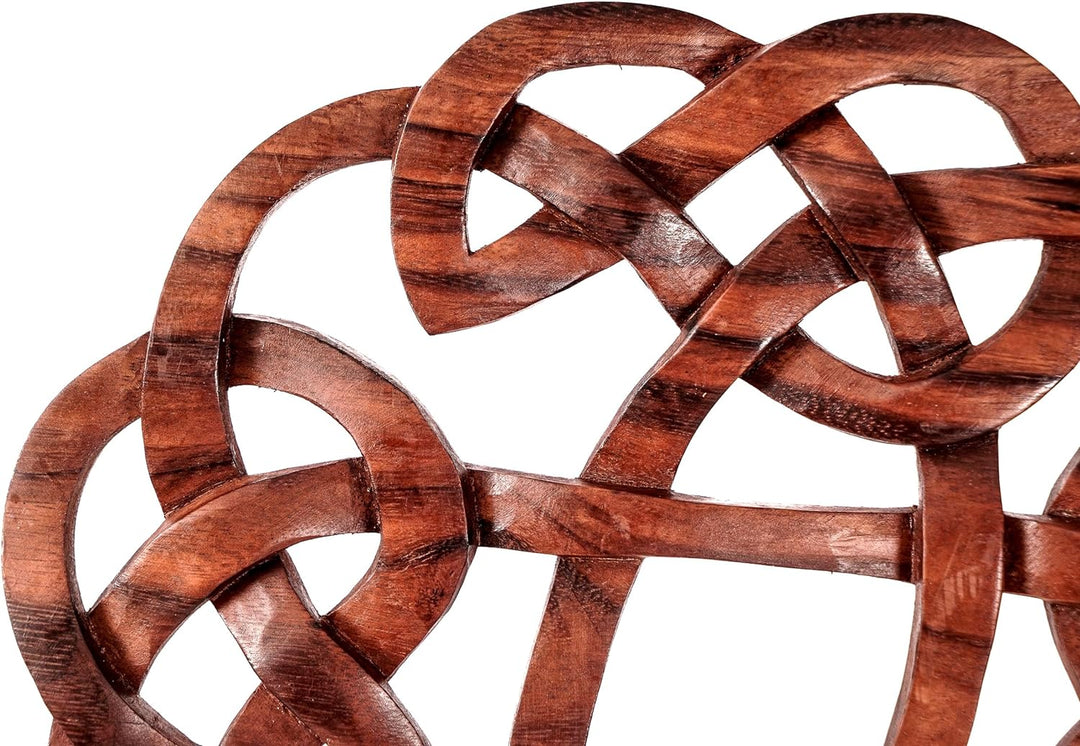 Windalf Celtic Wand Deko Flory Ø 24 cm Keltischer Knoten Handarbeit aus Holz