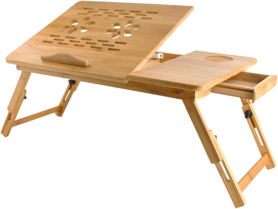 Ruhhy Laptoptisch Notebooktisch aus Bambus Betttisch Zeichentisch und Esstisch für Bett 67 x 28 x 26