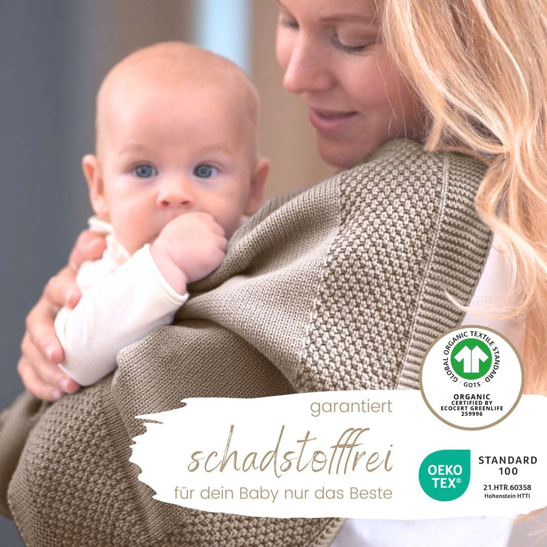 DIKOS® Babydecke *100%* GOTS Bio Baumwolle Cappuccino | weiche Herbst/Winter Neugeborenen Decke Mädc