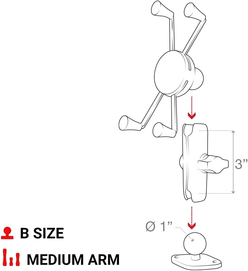 RAM MOUNTS RAM-B-102-UN10U Halterung für Navigationssysteme Fahrrad/Maschine Passiv Halterung Schwar
