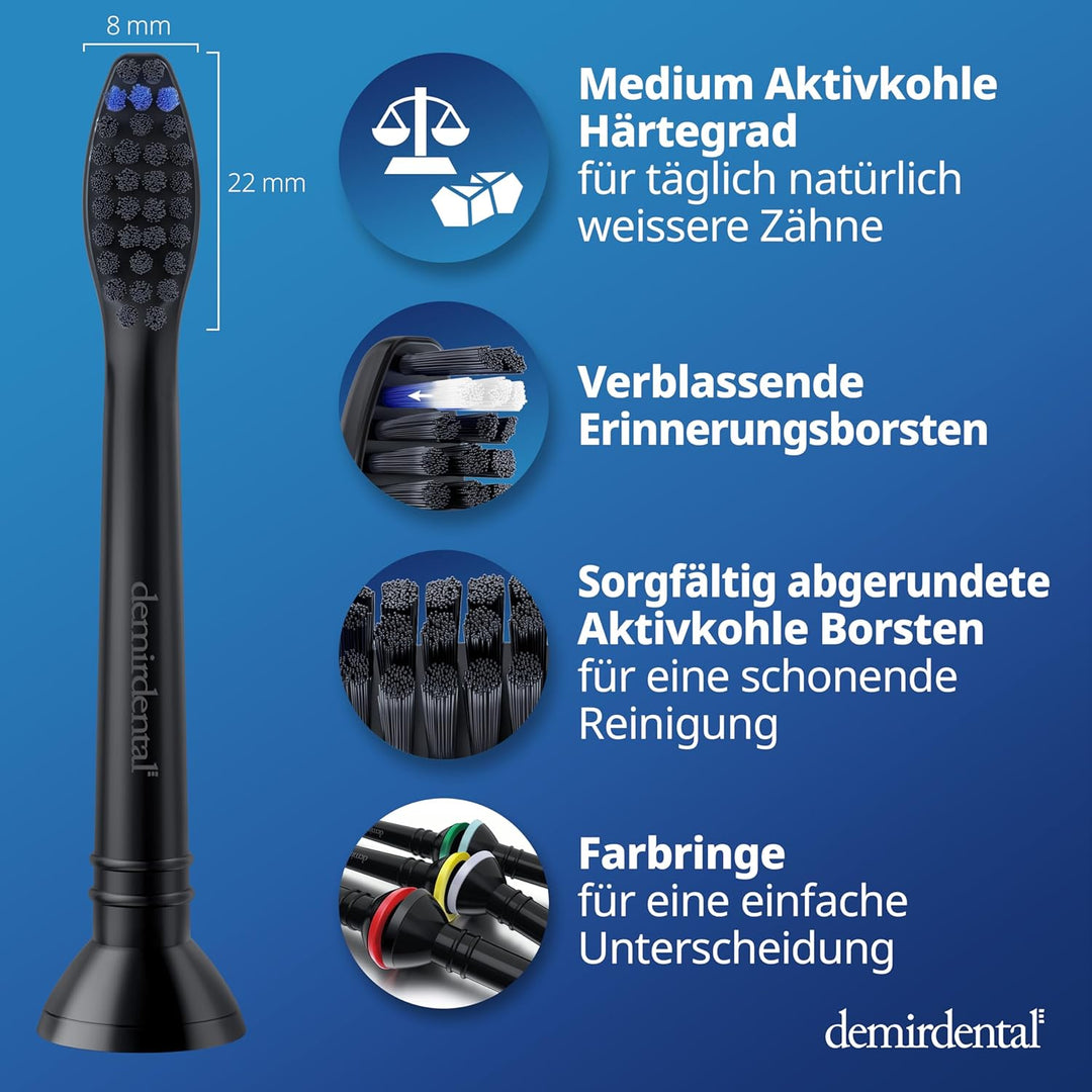 8er demirdental Ersatzbürsten passend für Philips Sonicare, Aktivkohle Aufsätze & Aufsteckbürsten, M