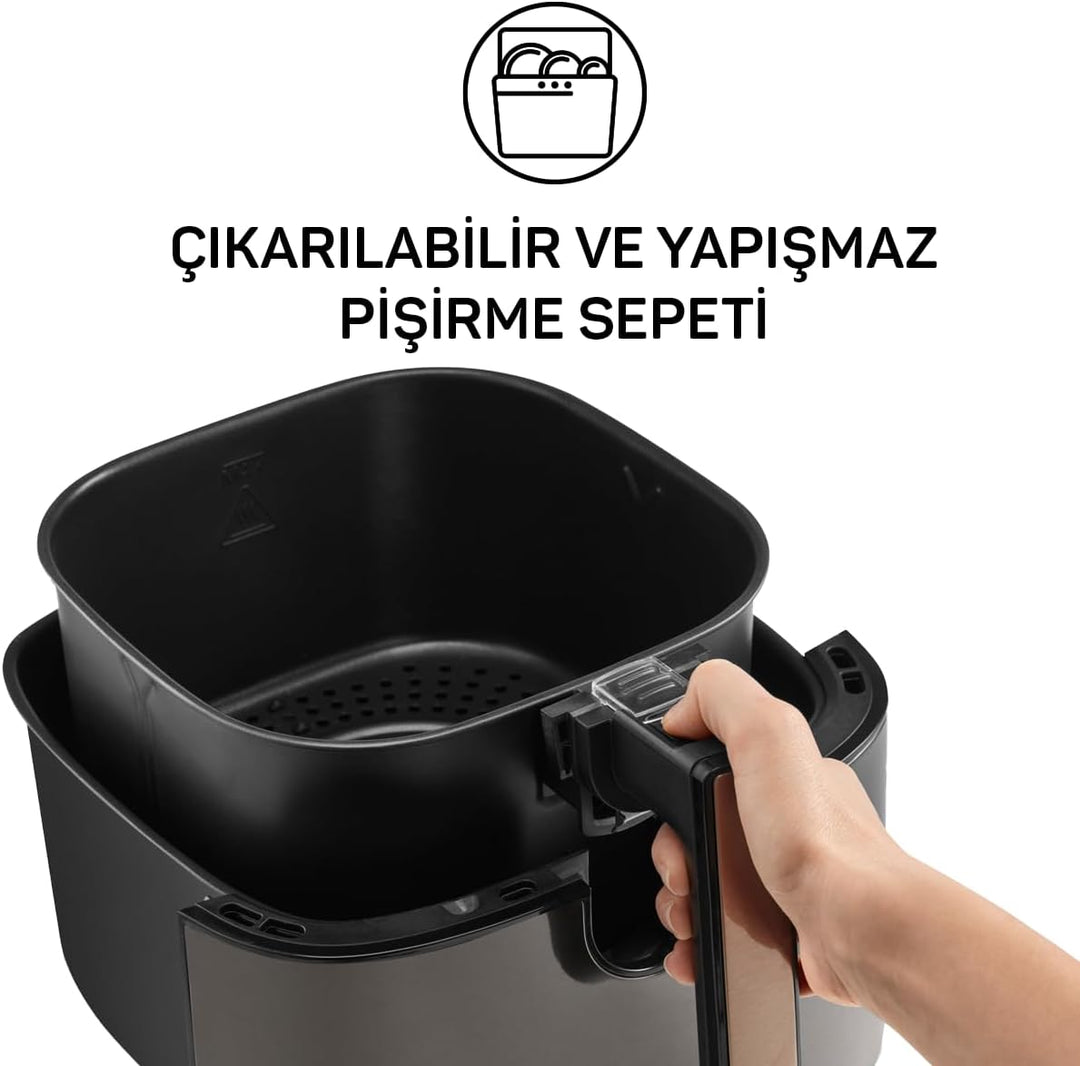AR2074-G Arzum Airtasty Heissluftfritteuse mit XL Fassungsvermögen, ohne Öl, gesundes Frittieren, di