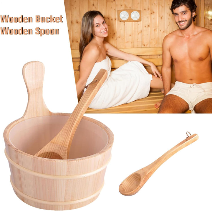 Saunakübel Aus Holz Mit Kelle - 4L Sauna Kübel - Aufgusseimer Set Saunaeimer Ø 26,5cm Sauna -Eimer m