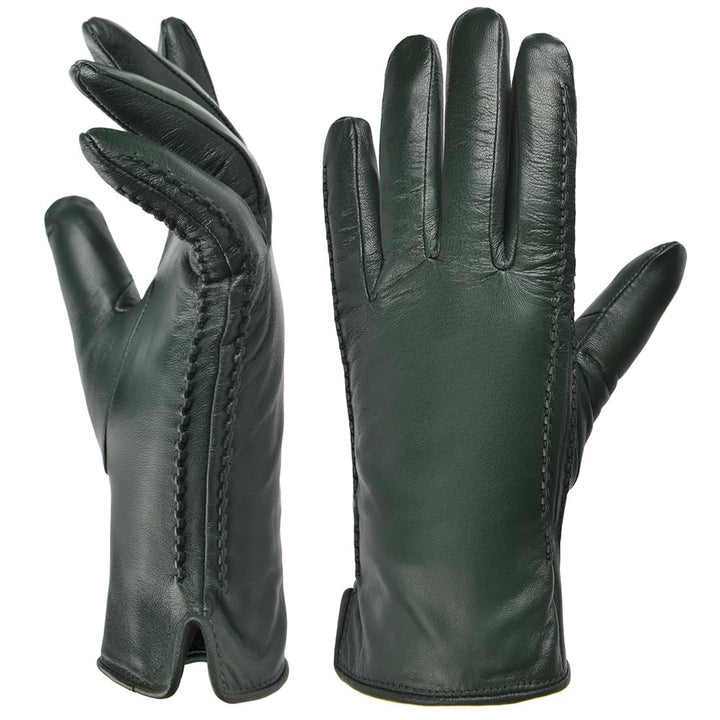 Harssidanzar Damen Winter Warmes Futter Lammfell Leder Handschuhe Touchscreen Texting Warme Fahrhand
