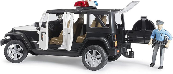 bruder 02526 - Jeep Wrangler Unlimited Rubicon Polizei Fahrzeug mit Polizist & Ausstattung, Light &