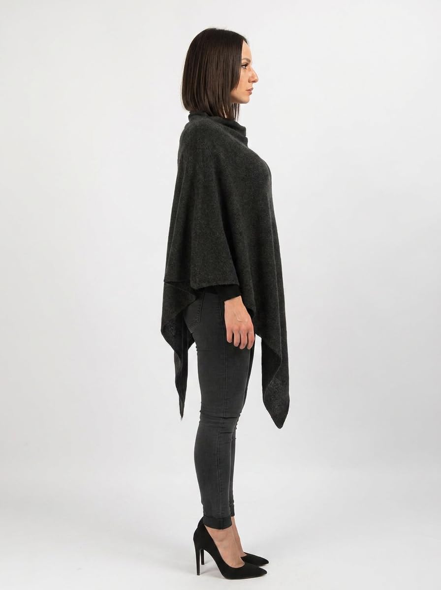 Dalle Piane Cashmere - Poncho aus 100% Kaschmir - Made in Italy - für Frau Einheitsgrösse Anthrazit,