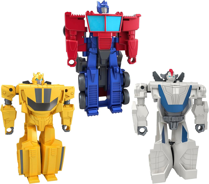 Transformers Spielzeug 1-Step Flip Heroes 3er-Pack, Wheeljack, Bumblebee und Optimus Prime, 10 cm gr
