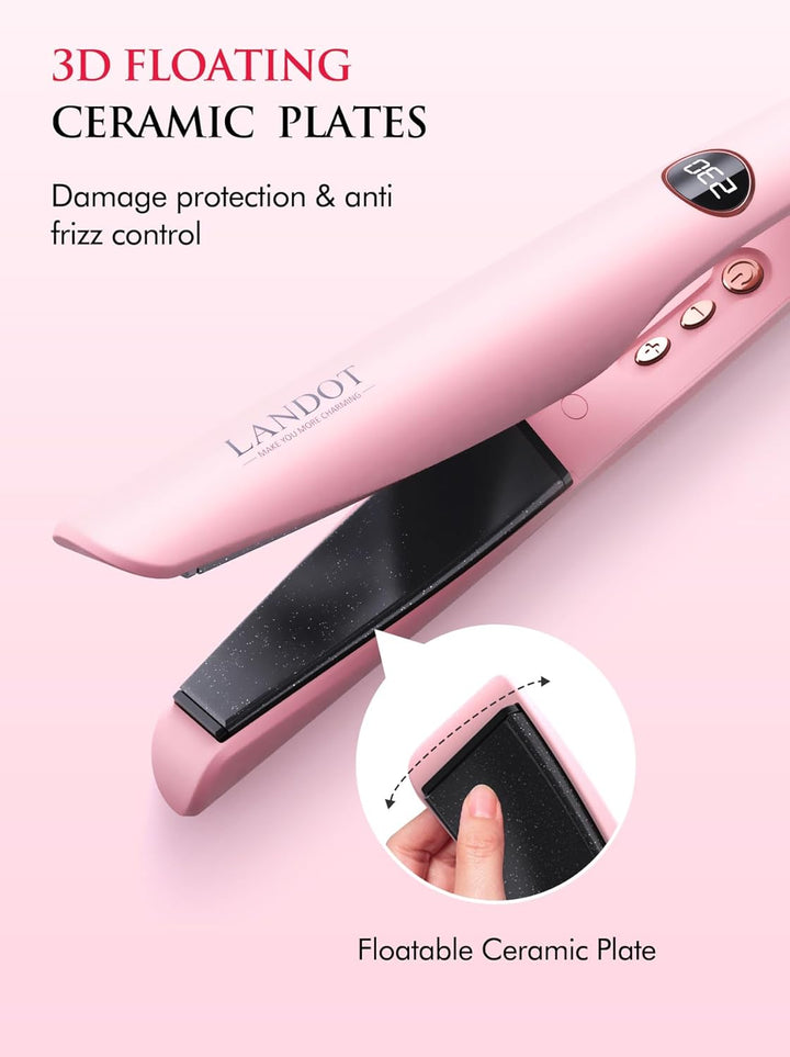 LANDOT 2-in-1 Glätteisen Lockenstab Kombi: Perfekt zum Glätten, Locken & Wellen | Turmalin-Keramik,