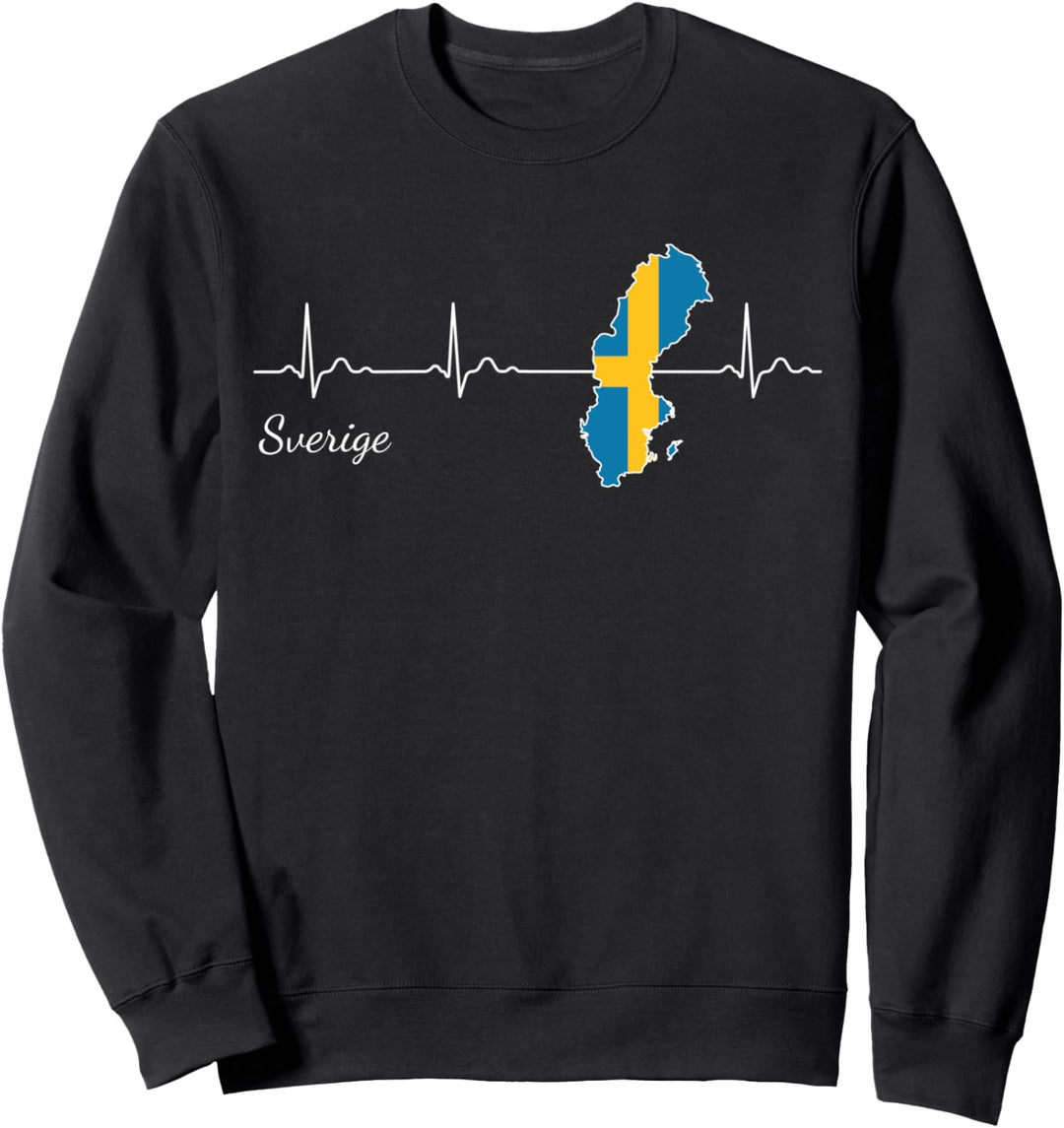 Sverige Herzschlag Ich Liebe Schweden Flagge Idee Sweatshirt