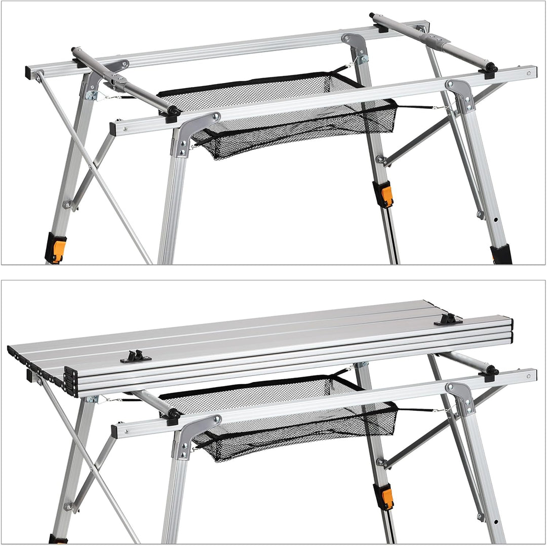Relaxdays Klapptisch, klappbarer Camping Tisch, höhenverstellbar, Aluminium, faltbar, Alu Multifunkt
