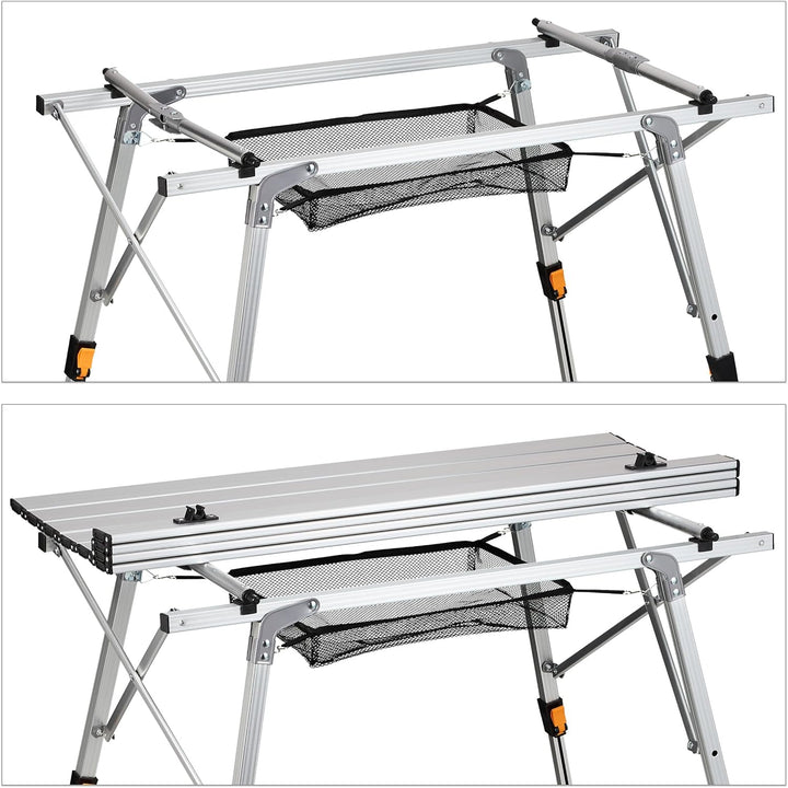 Relaxdays Klapptisch, klappbarer Camping Tisch, höhenverstellbar, Aluminium, faltbar, Alu Multifunkt