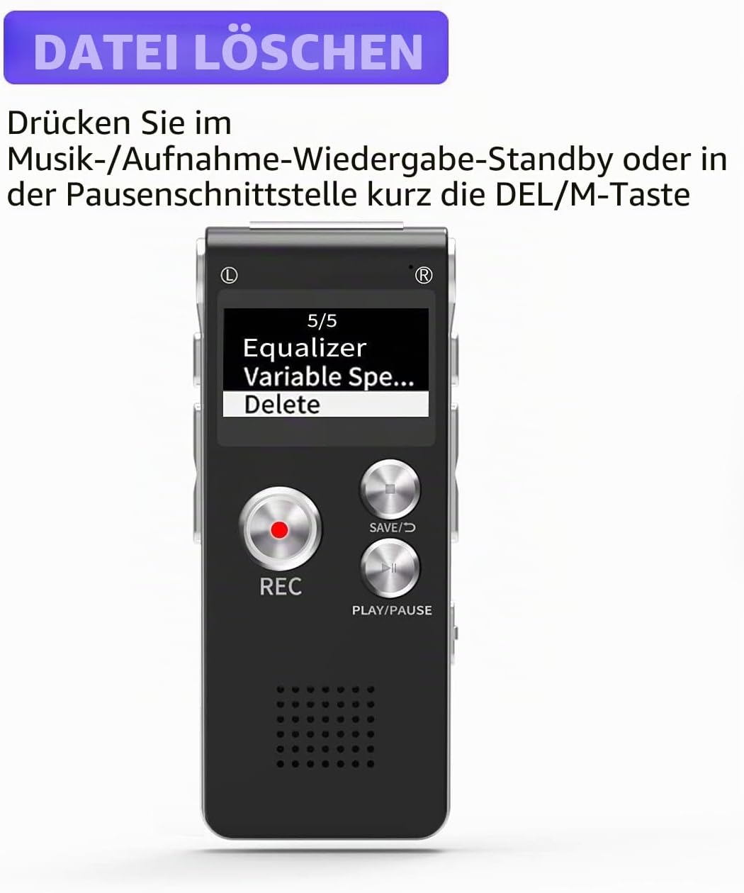 Digitales Diktiergerät, 32GB, Mini-Aufnahmegerät, unterstützt 30 Stunden kontinuierliche Aufnahme, w