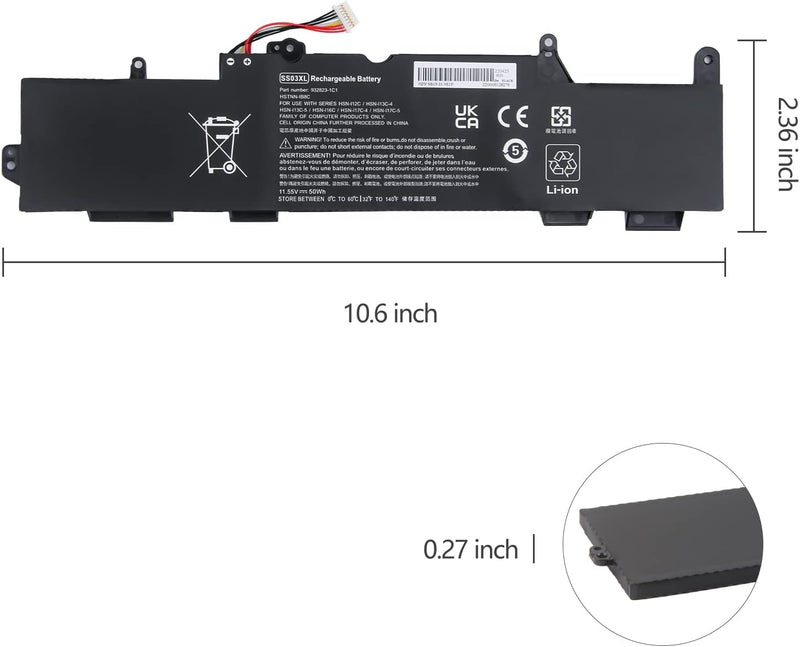 Wikinu 50Wh SS03XL 933321-855 Laptop Akku für Hp EliteBook 730 735 740 745 755 830 840 846 G5, 730 7