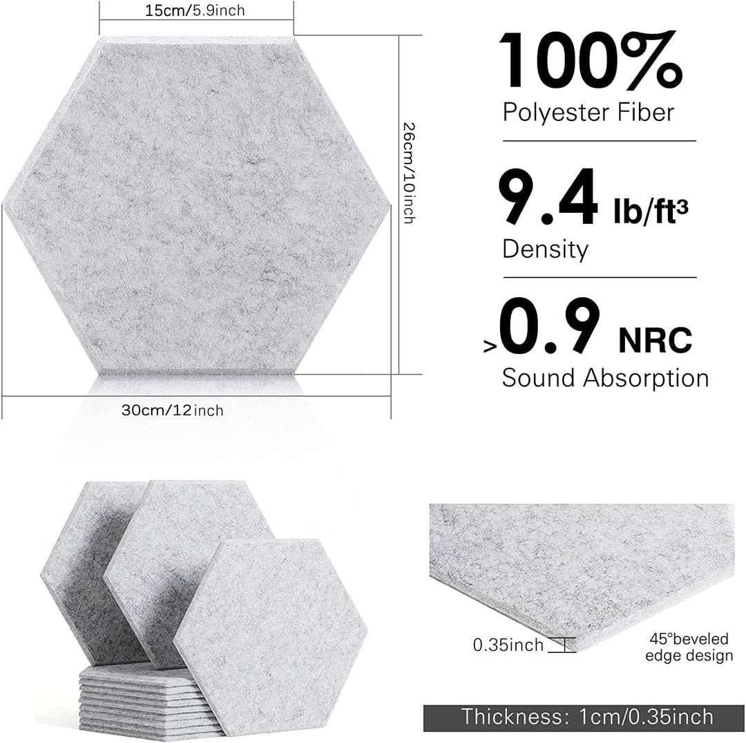 24 Stück selbstklebende Akustik-Absorptionsplatten, hohe Dichte, 30,5 x 25,4 x 1 cm, schalldichte Ak