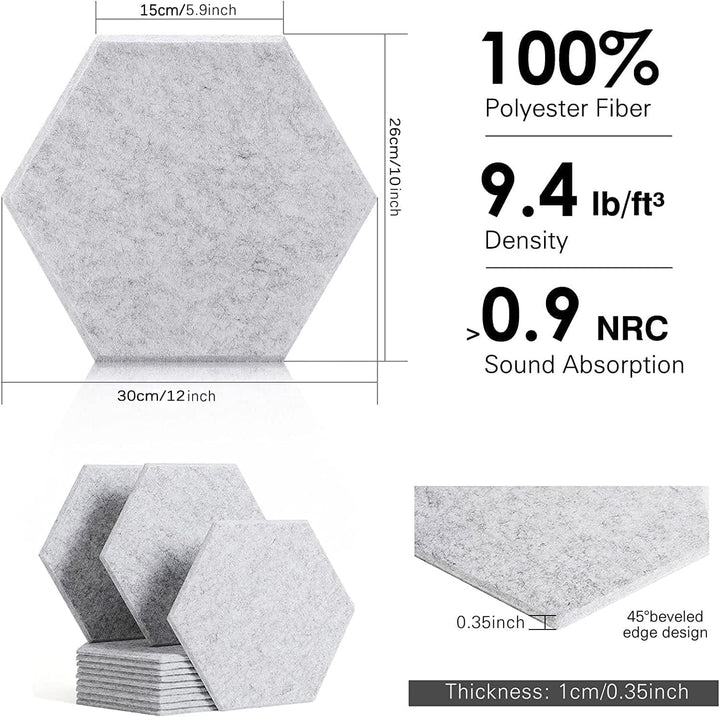 24 Stück selbstklebende Akustik-Absorptionsplatten, hohe Dichte, 30,5 x 25,4 x 1 cm, schalldichte Ak