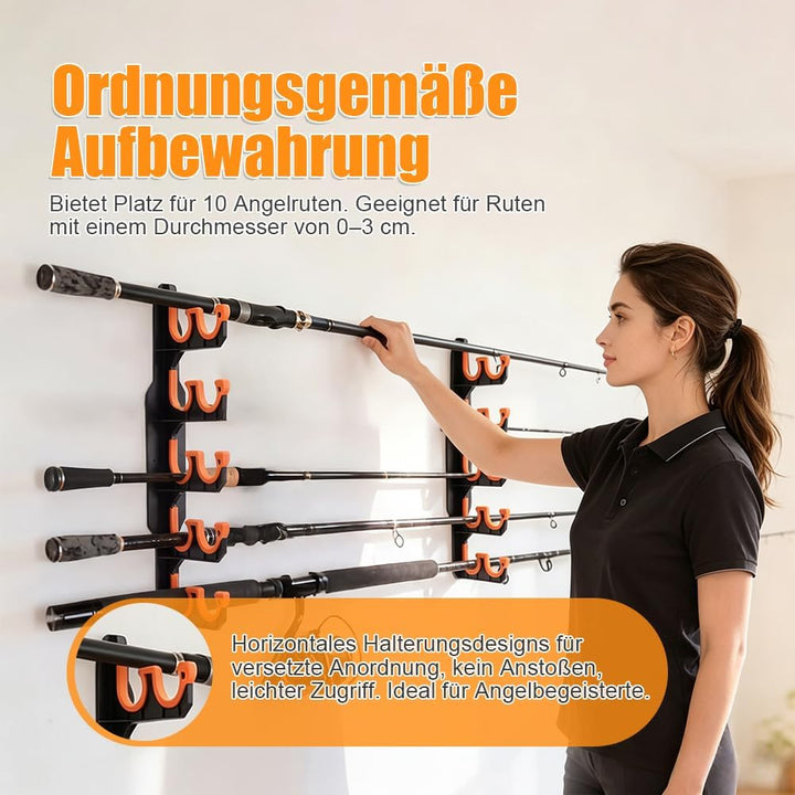 2 Paar Angelrutenhalter Wand, Rutenständer Angelruten mit Silikon-Schutzpolster, Fishing Rod Rack, D