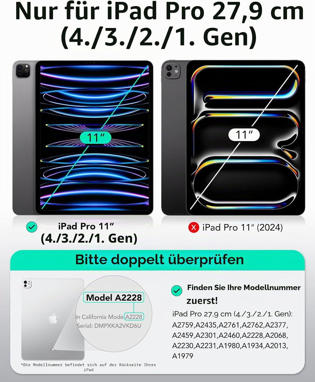 ESR für iPad Pro 11 Zoll Hülle 2022/2021/2020 (4./3./2. Generation), Starke Magnetbefestigung, Trifo