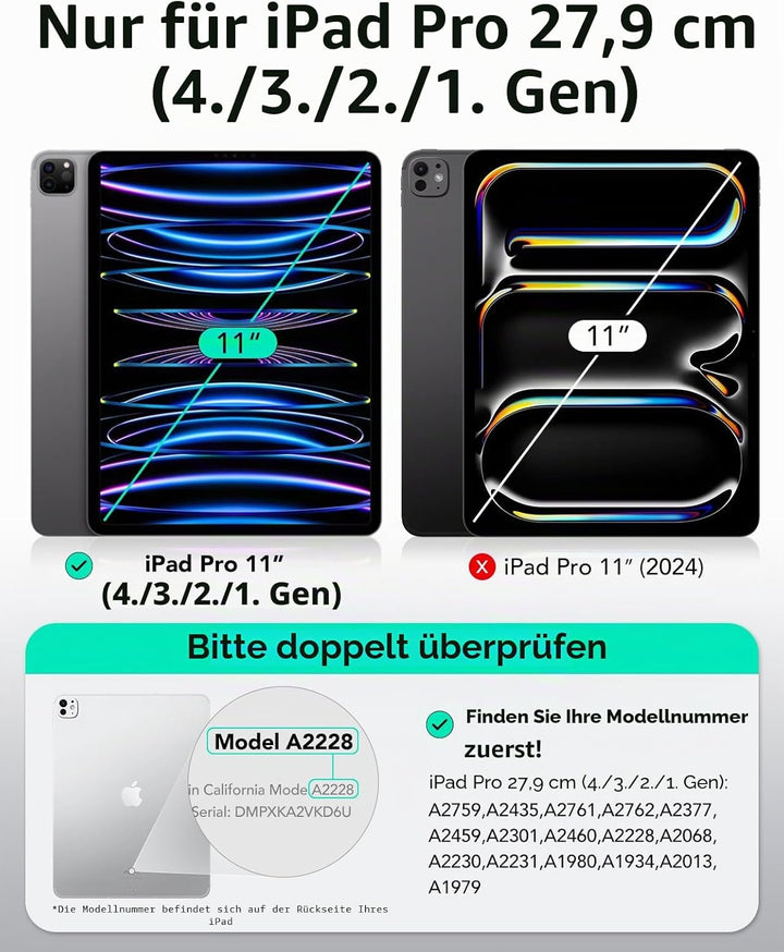 ESR für iPad Pro 11 Zoll Hülle 2022/2021/2020 (4./3./2. Generation), Starke Magnetbefestigung, Trifo