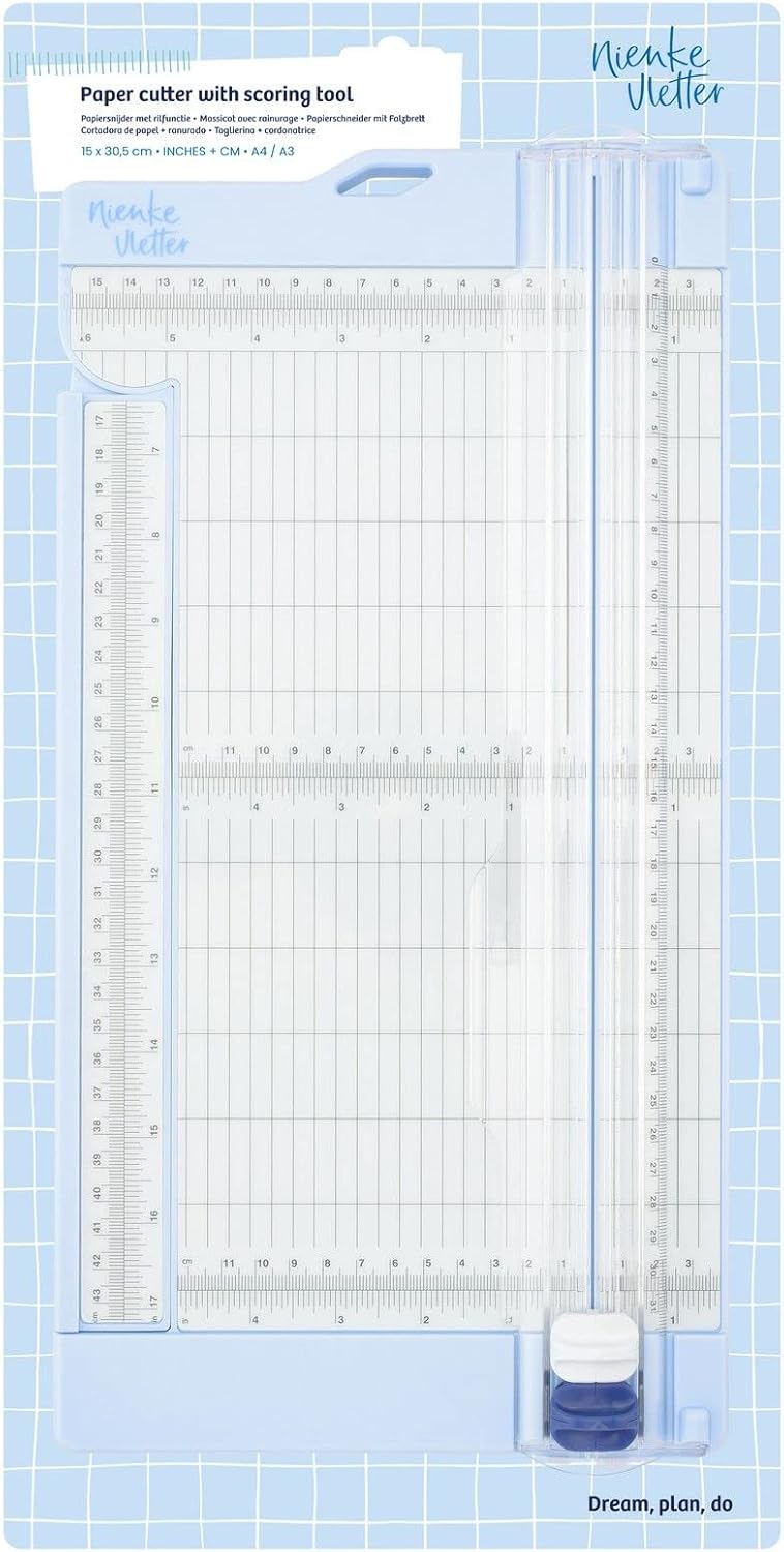 Vaessen Creative NV702001 Papierschneider mit Falzbrett 15 x 30,5 cm Papierschneidemaschine und Scra