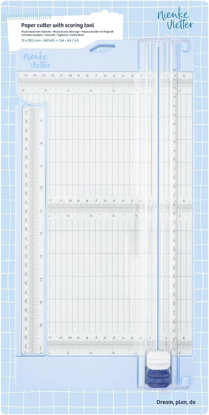 Vaessen Creative NV702001 Papierschneider mit Falzbrett 15 x 30,5 cm Papierschneidemaschine und Scra