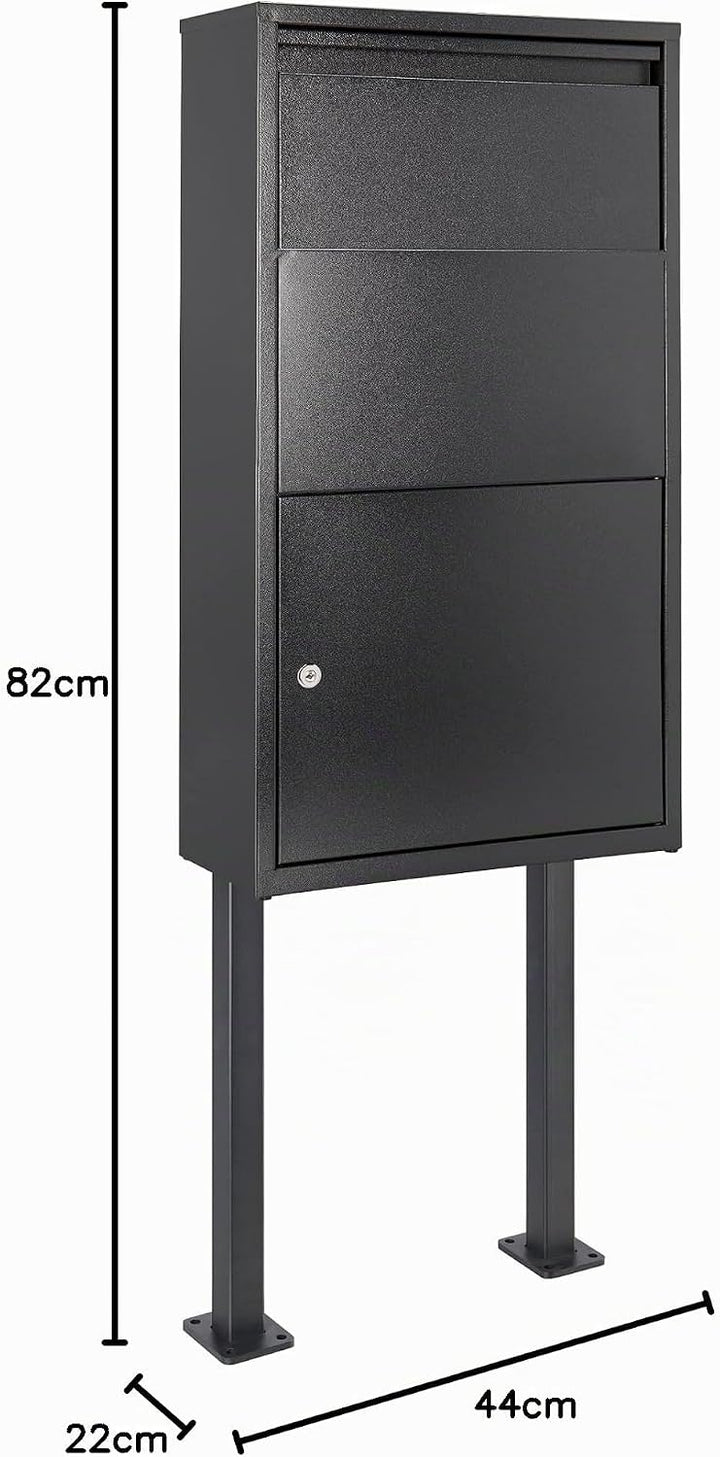 Haussmann Paketbriefkasten Box 391, XXL Breifkasten mit Ständer (Box + Ständer), Box + Ständer