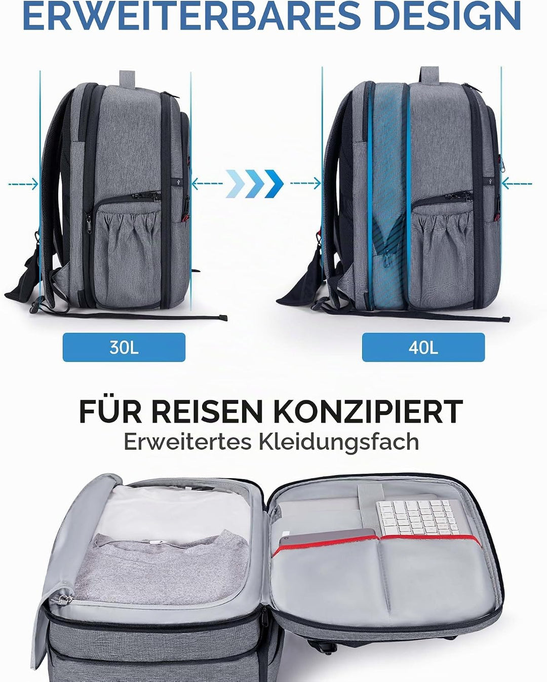 bagsmart Kamerarucksack Spiegelreflex Kameratasche für Fotografen, Wasserdichter Fotografie Reiseruc