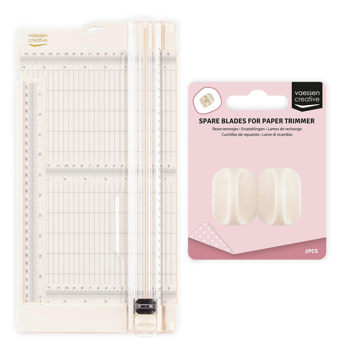 Vaessen Creative Papierschneider mit Falzbrett - Elfenbein - 15,2 x 30,5 cm - 2-in-1 Schneidemaschin