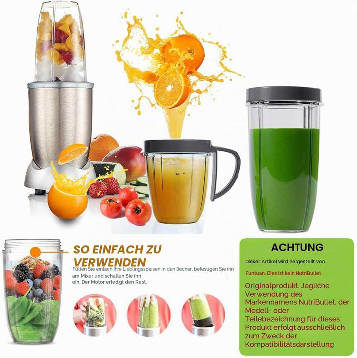 Ersatzteile für NutriBullet, 2 Tassen, Abziehklinge, 2 wiederverschliessbare Deckel, 2 Dichtungen, 2