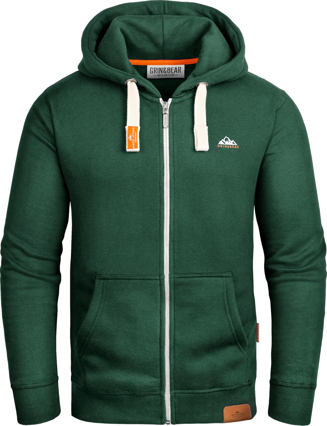 Grin&Bear Hoodie Herren Sweatshirt Pullover GEC022 S Dunkelgruen, S Dunkelgruen
