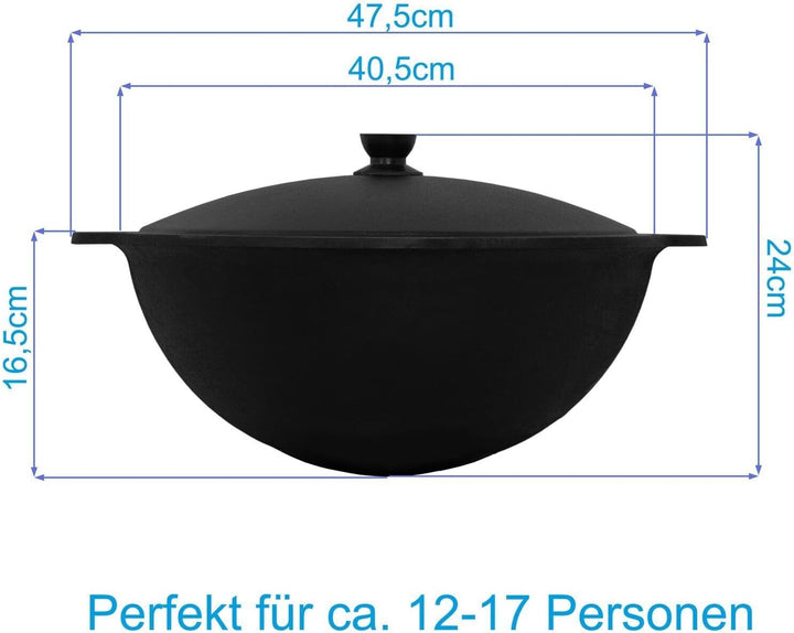 Ø36cm Uchag 2mm stahl mit Abzugsrohr Utschak Utschag Feldküche 12L Kazan WOK Kasan (Runder boden) Fe