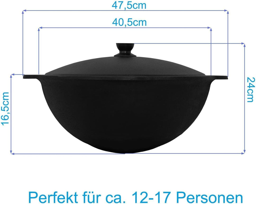 Ø36cm Uchag 2mm stahl Utschak Utschag Feldküche 12L Kazan WOK Kasan (Runder boden) Feuerstelle Campi