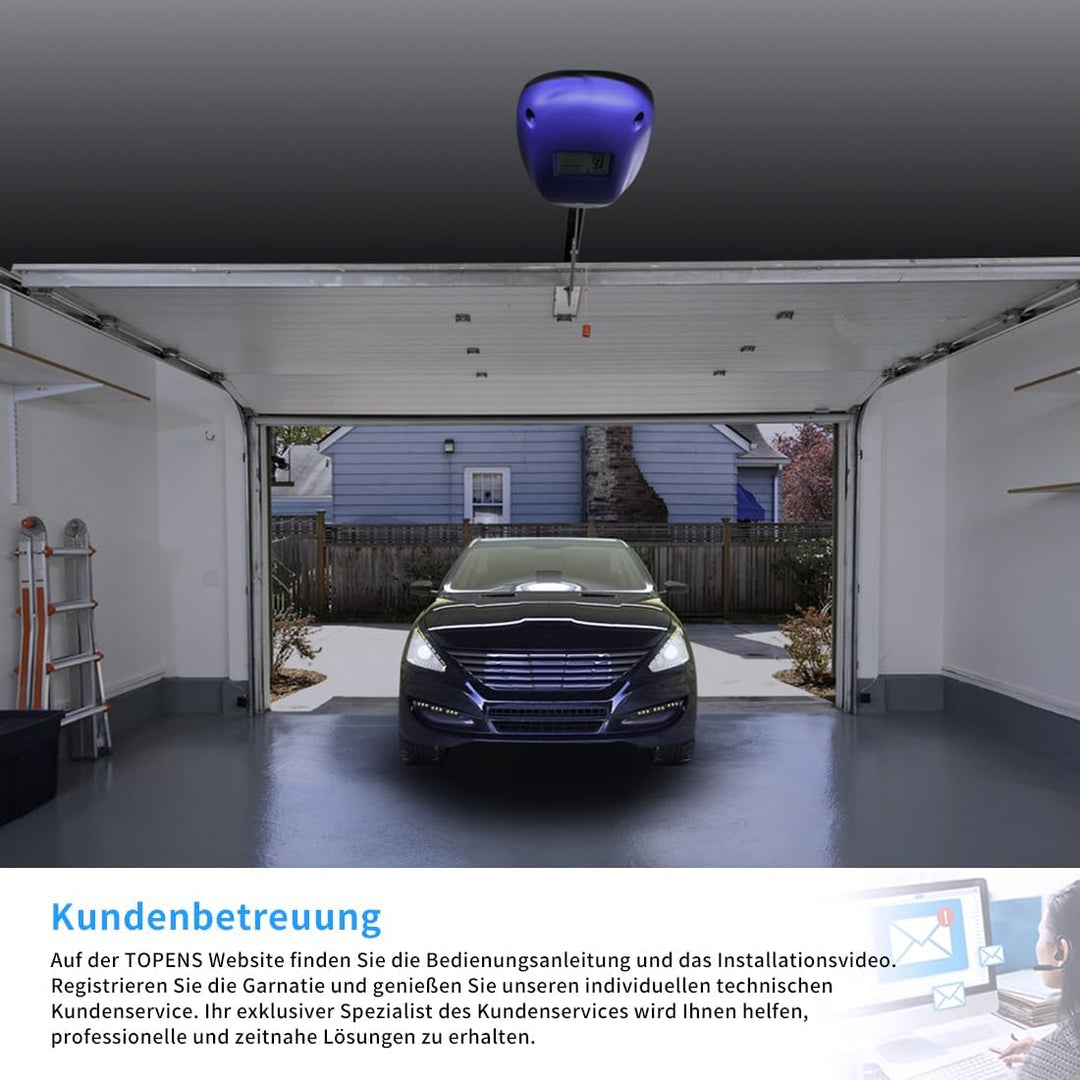 TOPENS CASAR800 Garagentorantrieb für Tore bis 12m², 800N, inkl. 2 Handsender und Notentriegelung El
