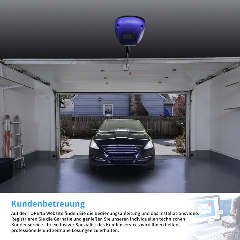 TOPENS CASAR800 Garagentorantrieb für Tore bis 12m², 800N, inkl. 2 Handsender und Notentriegelung El