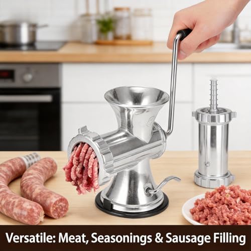 Manueller Fleischwolf aus Aluminiumlegierung, Handbetrieb mit Saugfuss, für Fleisch, Gewürze, Paprik