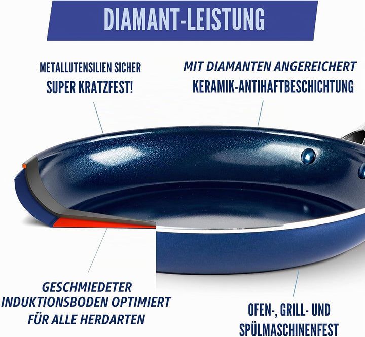 Blue Diamond Cookware Diamon Infused Bratpfanne (24cm), keramische Antihaftbeschichtung, PFAS-frei,