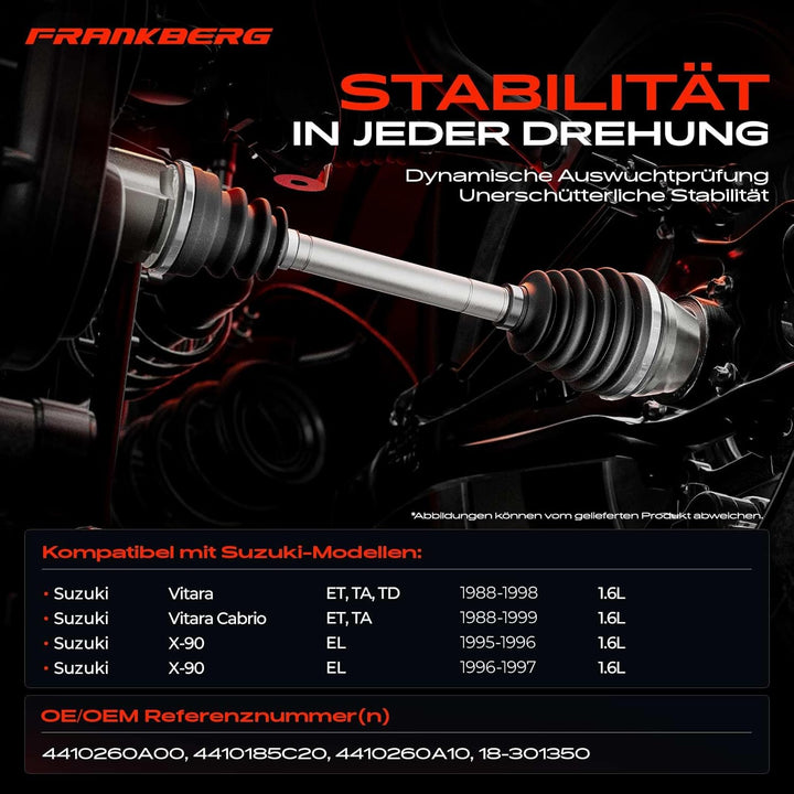Frankberg Antriebswelle Vorne Links Kompatibel mit Vitara ET TA TD 1.6L 1988-1998 Vitara Cabrio ET T