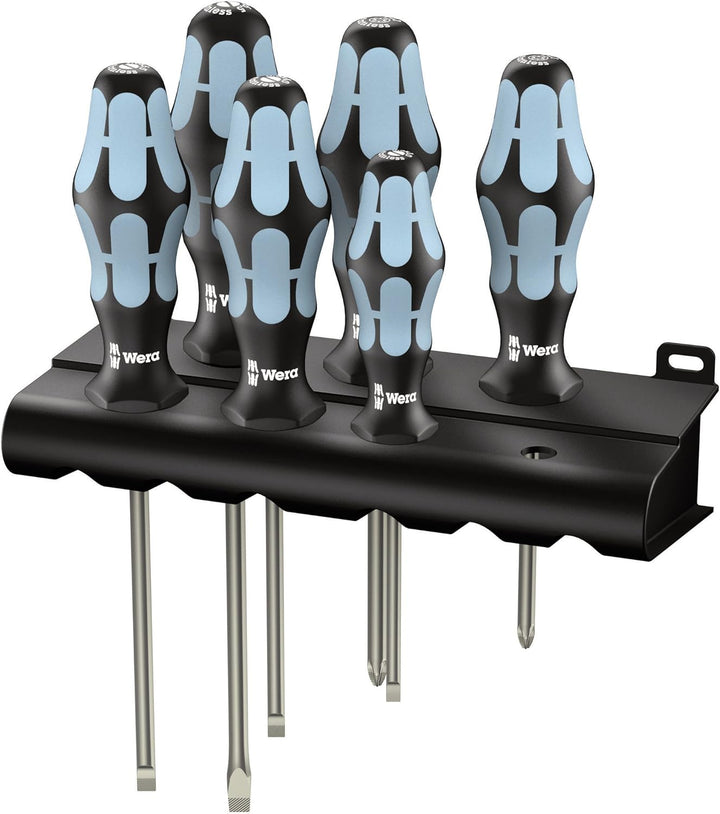 Wera 3334/3355/6 Schraubendrehersatz, Edelstahl + Rack, 6-teilig, 05032061001