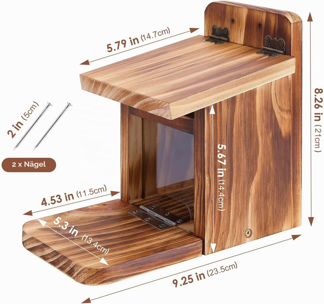 MIXXIDEA Holz-Eichhörnchen-Futterbox, stabiles Eichhörnchen-Futterhaus mit Dicke 1,5 cm, Holz, keine