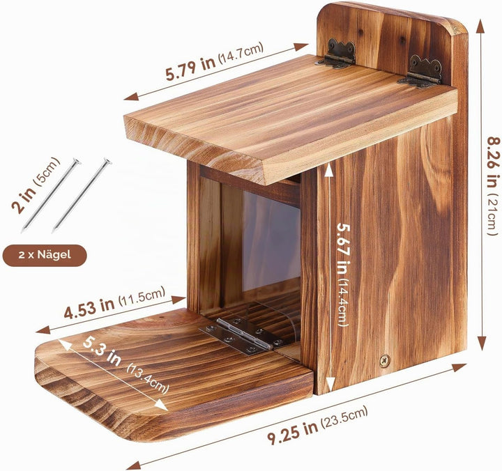 MIXXIDEA Holz-Eichhörnchen-Futterbox, stabiles Eichhörnchen-Futterhaus mit Dicke 1,5 cm, Holz, keine