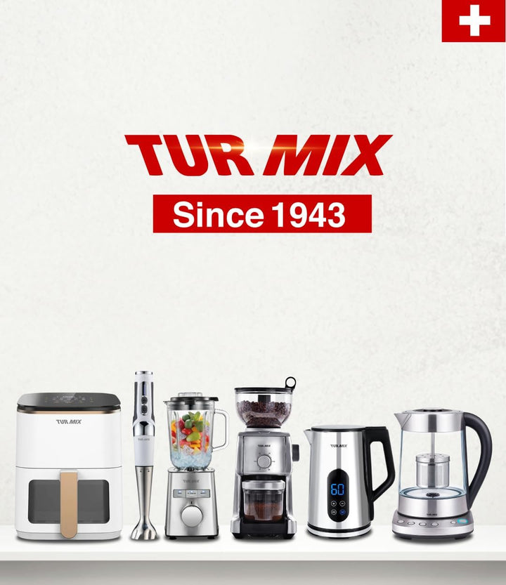 TURMIX 2in1 Teekocher elektrisch mit Wasserkocher Glas 2200W 1,5L Silber, Temperatureinstellung 70–1