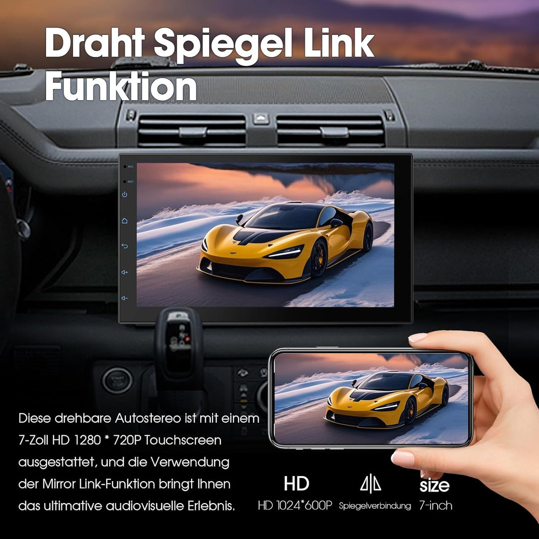 Haudio 2 Din Autoradio mit Kabellosem CarPlay &amp; Android Auto, 7 Zoll Touchscreen Autoradio mit Mirro