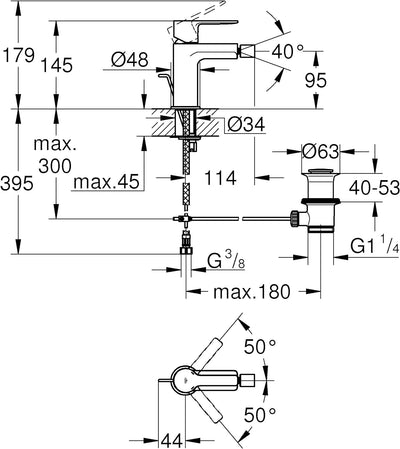 GROHE Lineare | Badarmatur - Bidet | mit Zugstange, chrom | 33848001, Chrom