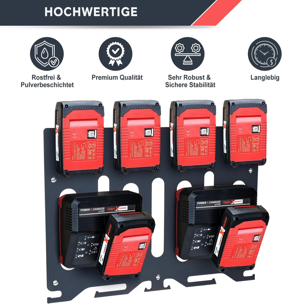 TOPOWN 3in1 Pro Wandhalterung für Einhell Ladegeräte und 18V Akku, für Power X-Change Charger, Twinc