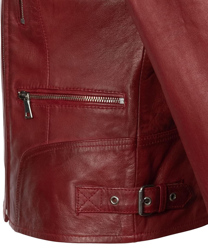 Damen Lederjacke echt Leder Jacke D-490, Rot