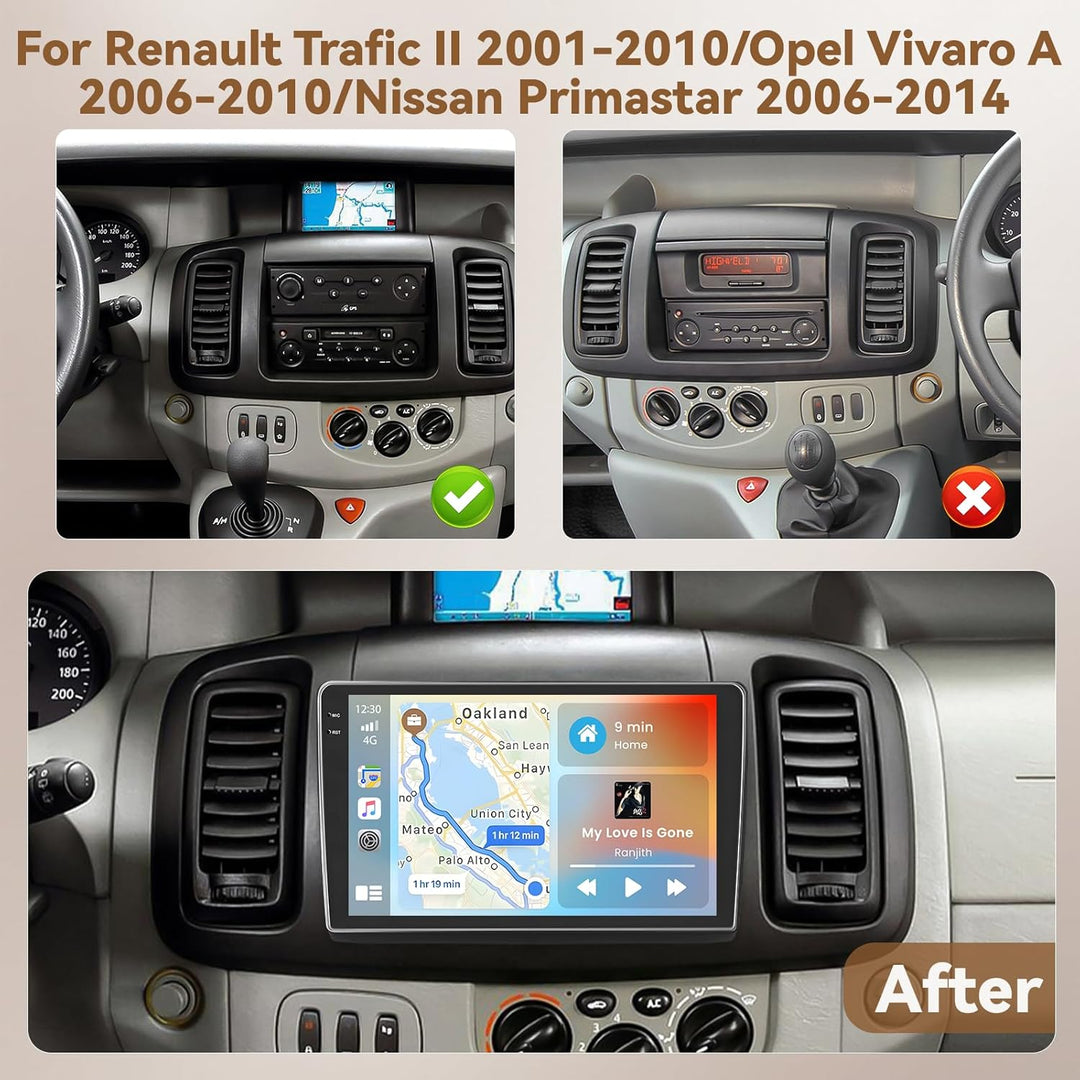 Hikity Android 15 4+128G Autoradio mit 9'' Incell Touchscreen für Renault Trafic 2/Opel Vivaro A/Nis