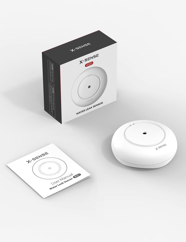 X-Sense STANDALONE Wassermelder mit Batterie, Wassersensor IP66, Mini-Wasserdetektor mit 110 dB Audi