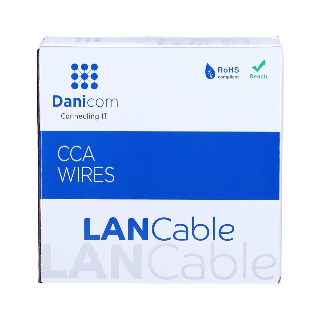 Danicom CAT5e Netzwerkkabel - F/UTP - AWG 24/1 (Starrleiter) - 100 m - Grau - CCA 100m Starrleiter F